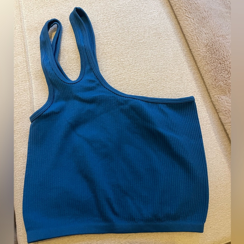 Zara Two Strap Blue Off the Shoulder Top